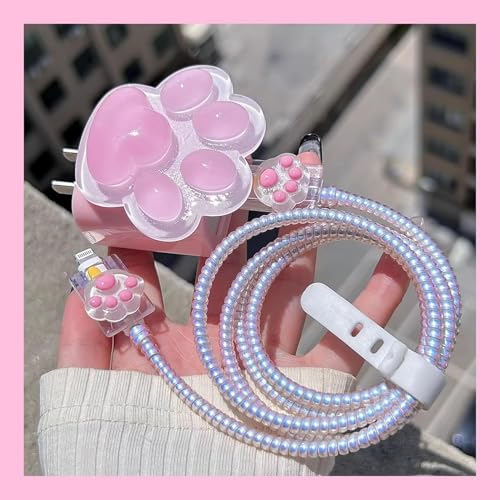 Image of Protective Charger Case for iPhone 15 14 13 12 11 Pro Max - 20W Charging Cable & Protective Cover -(Big Pink Claw)
