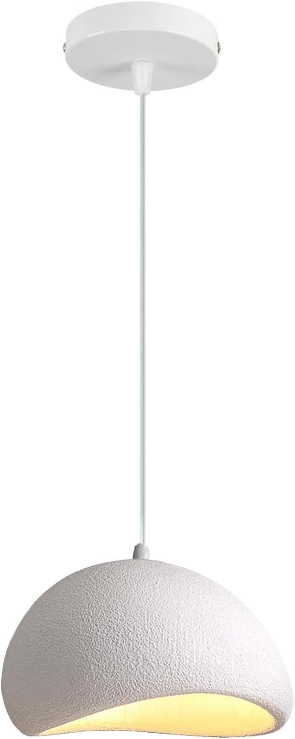 LIGKIN Hanglamp, creatief, Scandinavische kroonluchter, lampenkap van gesimuleerde steen, hanglamp, E27, plafondverlichting, verstelbaar, plafondlamp, voor slaapkamer, eetkamer, woonkamer, wit