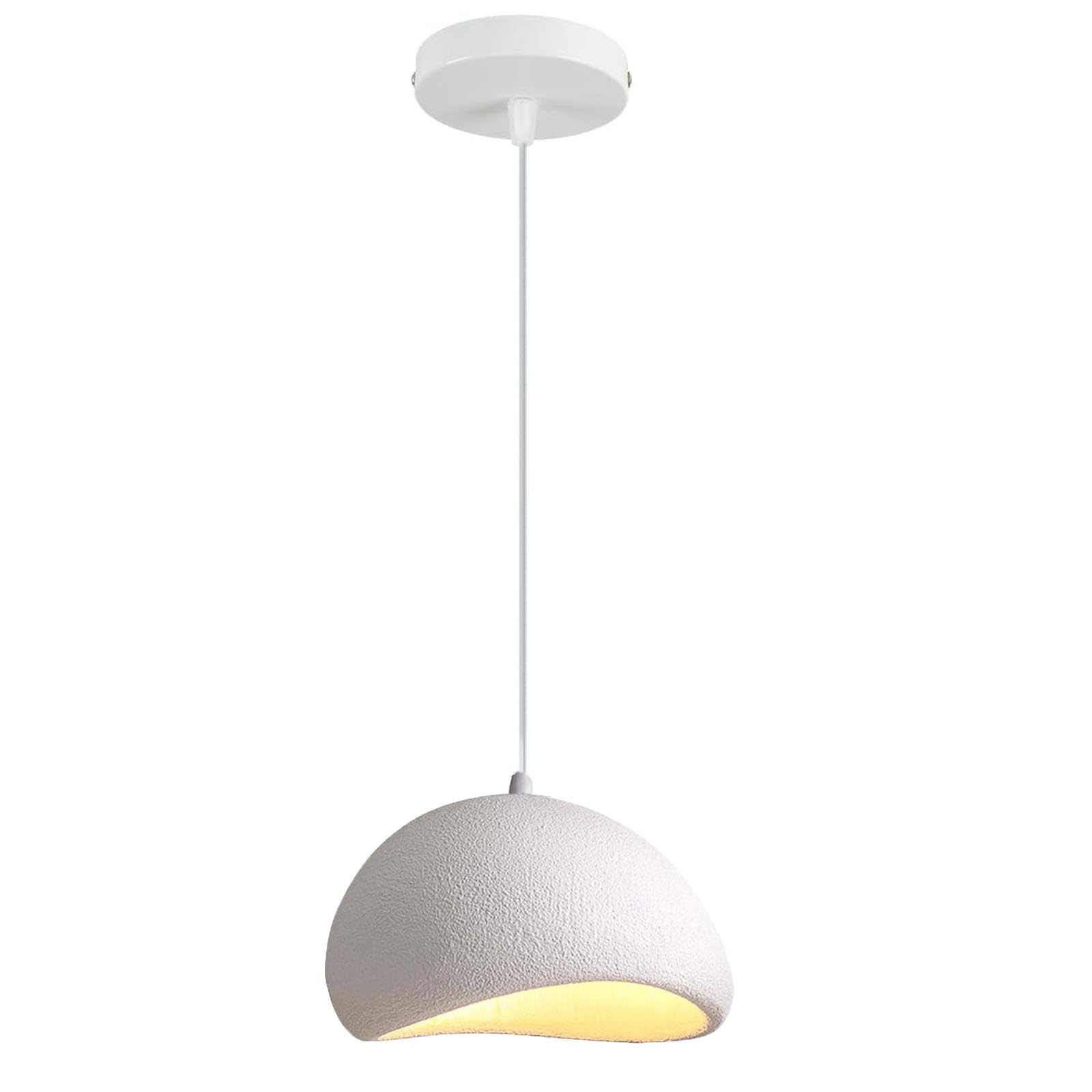 Lámpara Colgante Creativo E27 Lámpara de araña Vintage Pantalla de Piedra Simulada Colgante Ajustable Lámpara de Techo para Dormitorio Comedor Sala de Estar, Blanco