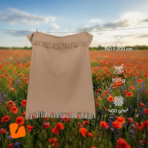 Lanavitta Wolldecke Runo Neuseeland-Wolle Sandfarben 140x200 cm – Bild 3