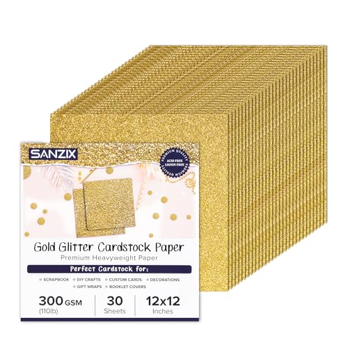 Papier cartonné pailleté pour cartes de Noël faites main et décors de fête SANZIX Doré