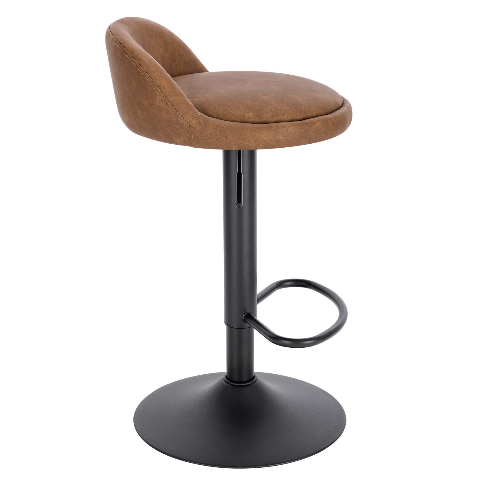 EUGAD 2X Taburetes Bar con Respaldo Taburetes Altos de Cocina en Altura Ajustable 62-84 cm para Bar y Cafetería, Piel sintética, Marrón