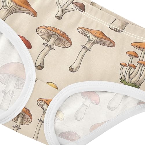 Cartoon Cute Mushrooms Beige Cute Panties Girl Toddler Underwear Floral Cotton Florals Briefs Girls Undies 2t4