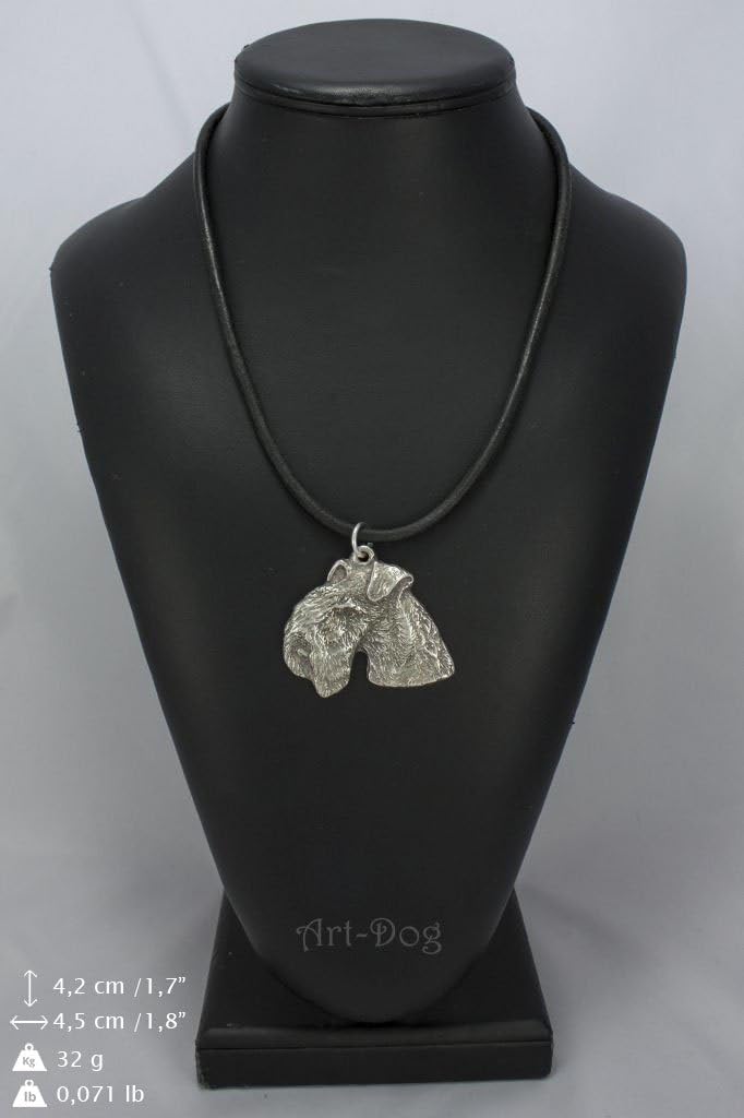Art-Dog Dog Silver-Plated Pendant on a Leather Strap - Dog Necklace in Elegant Case – Silver Dog Necklaces for Men and Women – Dog Breeds Jewelry – Lakeland Terrier