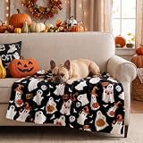 Horaldaily Halloween Black Pumpkin Goblin Bat Flannel Pets Blanket 30x40 | All Season Using Soft Fuzzy Plush Cozy Non-shedding Premium Pets Dog Cat Blanket for Couch Sofa Bed Camping
