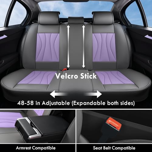 Image of Coverado Seat Covers Full Set, Leather Car Seat Covers, Waterproof Seat Covers for Cars, Front and Back Car Seat Protectors, Car Seat Cushions Universal Fit for Most Cars (Gray&Purple)