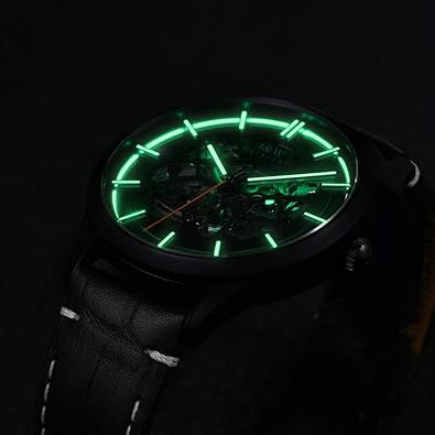 Automatic Watch for Men Black Skeleton Mechanical Watch
