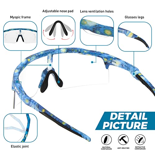 Scvcn Photochromic Cycling Glasses Mountain Bike Gasses Men Women Mtb Glasses Clear Bicycle Riding Glasses Biking Sunglasses Cycle Glasses Motorcycle Road Bike Cycling Sunglasses Tr90 Dark Gray #TOP4