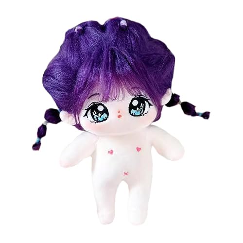 niannyyhouse Muñeca de Felpa de 20 cm, Pelo Morado, Cuerpo de Peluche humanoide, sin atributo
