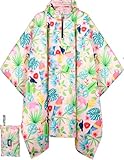 Picture of Bruvoalon 3-in-1 Rain Poncho with 1/4 Zip & Chest Pocket, Waterproof, Sunshade, Ground Mat for Adults & Youth Emergency