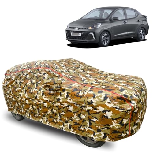 Image of GROOFOO Car Cover Compatible with Hyundai Aura | Camouflage, Waterproof, Dustproof, UV Protection | Military Jungle Design | Custom Fit, Triple Stitched | All Weather Body Cover