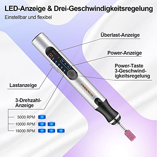 Elektrische Nagelfeile, JUEMEL Nagelfräser Maniküre für Gelnägel Acryl Gele Kallus Entfernen,11 in 1 USB Professionell… – Bild 3