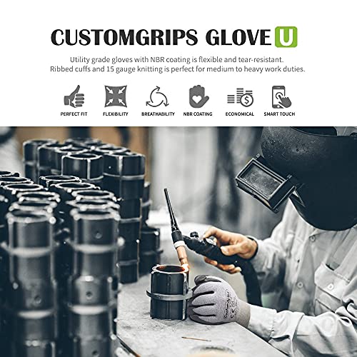 Customgrips By Siso Safety Cut Resistant Work Gloves Span-Nylon Liner, Level 4 Abrasion Resistance, Nitrile Foam Palm Coated For Utility Grade. Superior Grip Power On Oily & Wet Environment [Xx-Large,12 Pairs] #TOP2