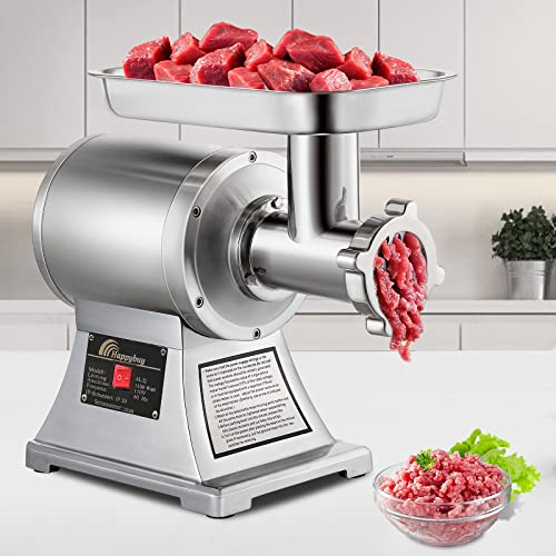 Happybuy 110V Commercial Meat Grinder 550Lbs/Hour 1100W 190 Prm Sausage Stuffer Maker 1.5 Hp Stainless Steel Home Kitchen Tool 5 Plates And 1 Cutting Knives #TOP7