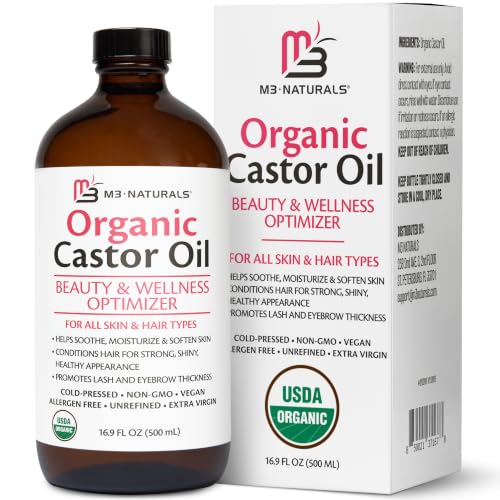 Organic Castor Oil for Hair, Lashes &amp; Brows, Hexane-Free, 16.9 fl oz by M3