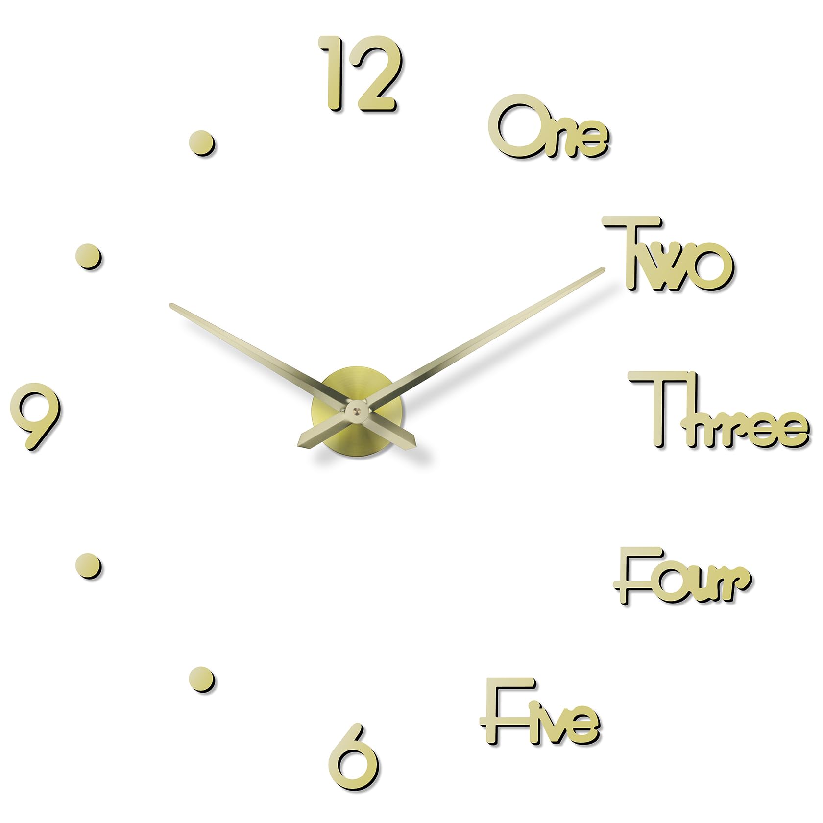 Grande horloge murale 3D autocollante pour habiller un mur vide sans faire de bruit
