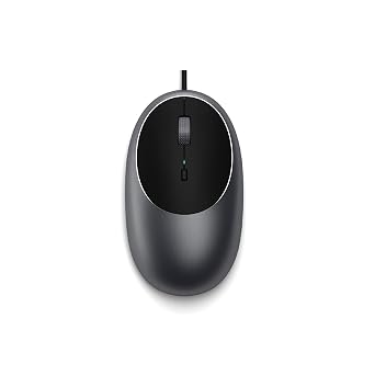 Satechi Aluminum C1 Wired USB C Mouse, Optical Computer Mouse for MacBook Air/Pro/Neo, iPad Air/Pro, iPad mini, Mac mini, iMac - Space Gray