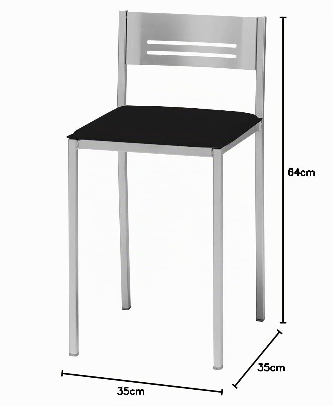 ASTIMESA Dos Taburetes de Cocina con Respaldo Polipiel Negro, Altura de Asiento 45 cms (TABCRNE)