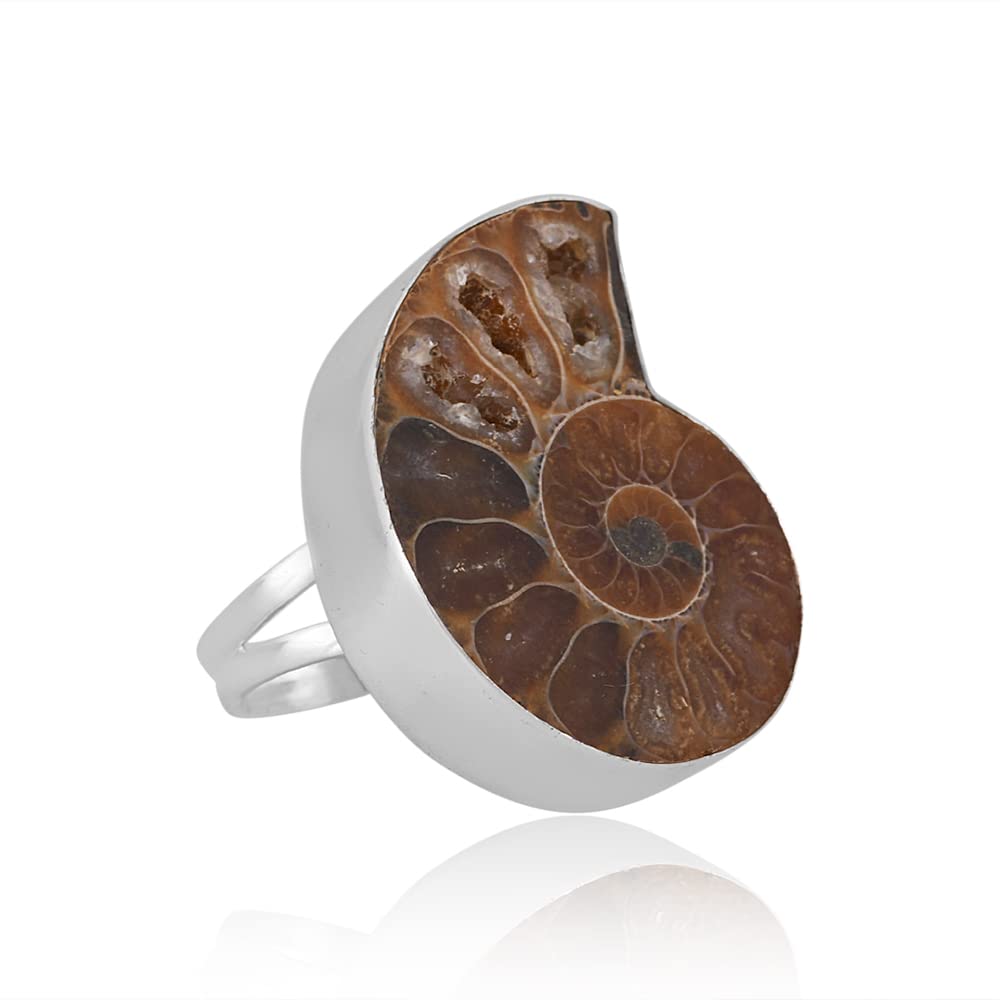 PANOPLYPANOPLY Ammonite Solid 925 Sterling Silver Ring for Women, Gifts for Mom from Daughter, Son-Mom Gifts, Funny Birthday, Love Gifts, Gift Idea for Anniversary, Birthday, Wedding, Christmas Day (11.5)