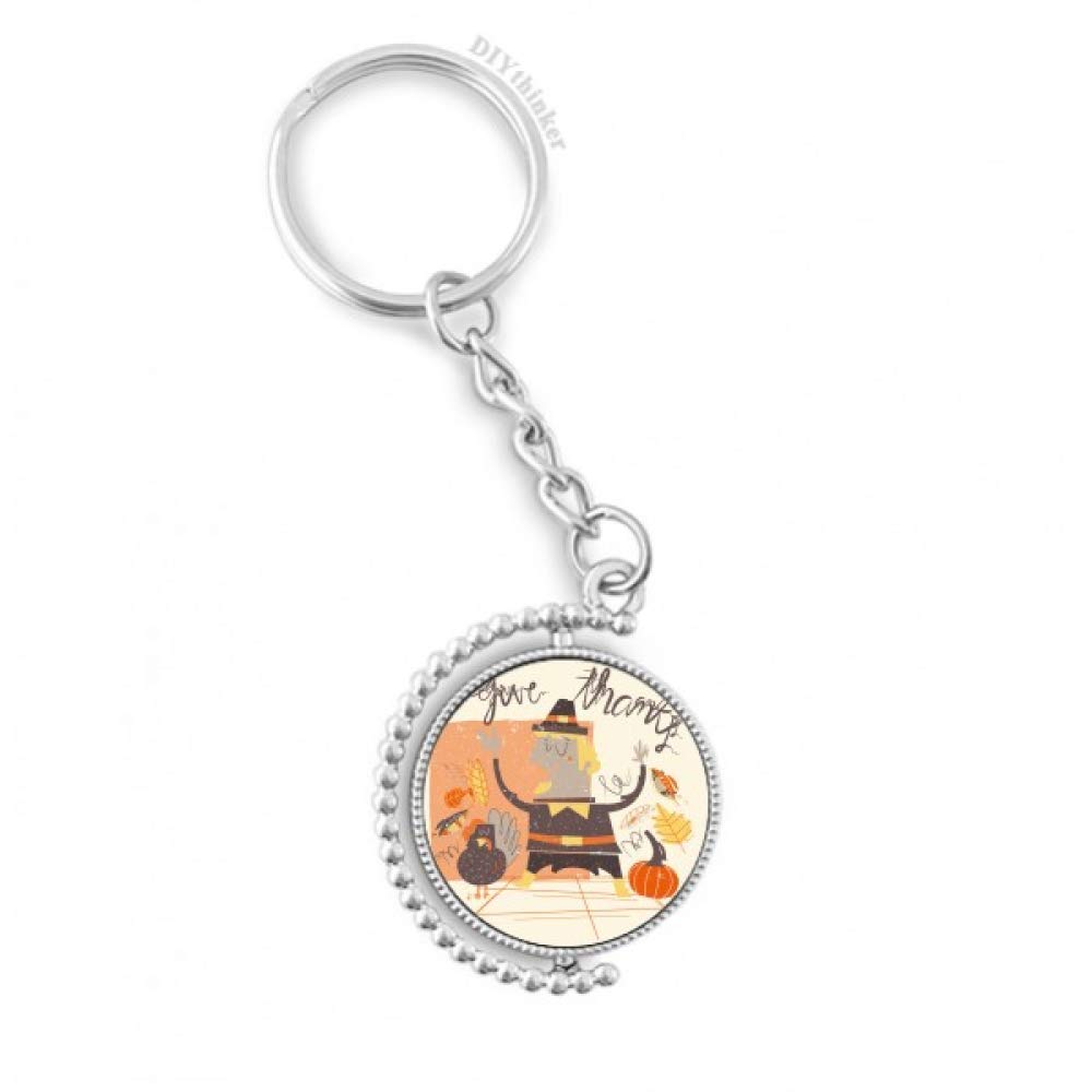 Porte-clés rotatif Thanksgiving cartoon multicolore 3x9cm DIYthinker