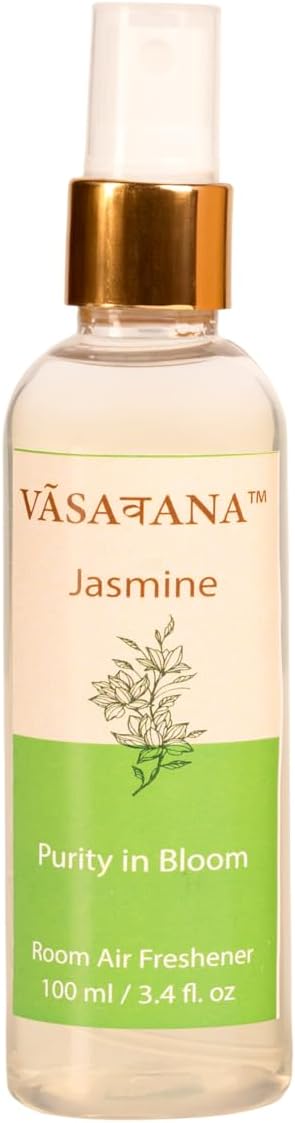 Jasmine Natural Mist Spray by Vāsaवana | 100 ml / 3.3oz | Made with Jasmine Flower and Stem Extracts | Ideal for Meditation and Rituals | Non-Alcoholic, Non-Toxic & Vegan | Area Deodorizer | Vasavana