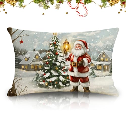 ZJILIXIA Kissenbezüge Weihnachten 30x50cm,Weihnachtskissenbezug...