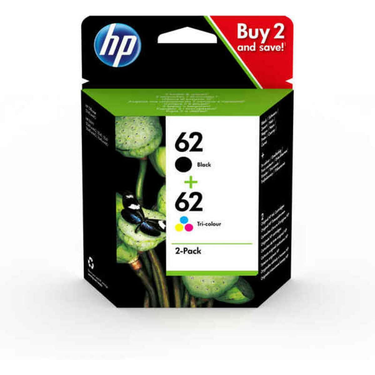 HP 62 (N9J71AE) Multipack Original Druckerpatronen 1xSchwarz, 1xFarbe für HP ENVY 55xx, 56xx, 7640 und HP OfficeJet 200, 250, 57xx