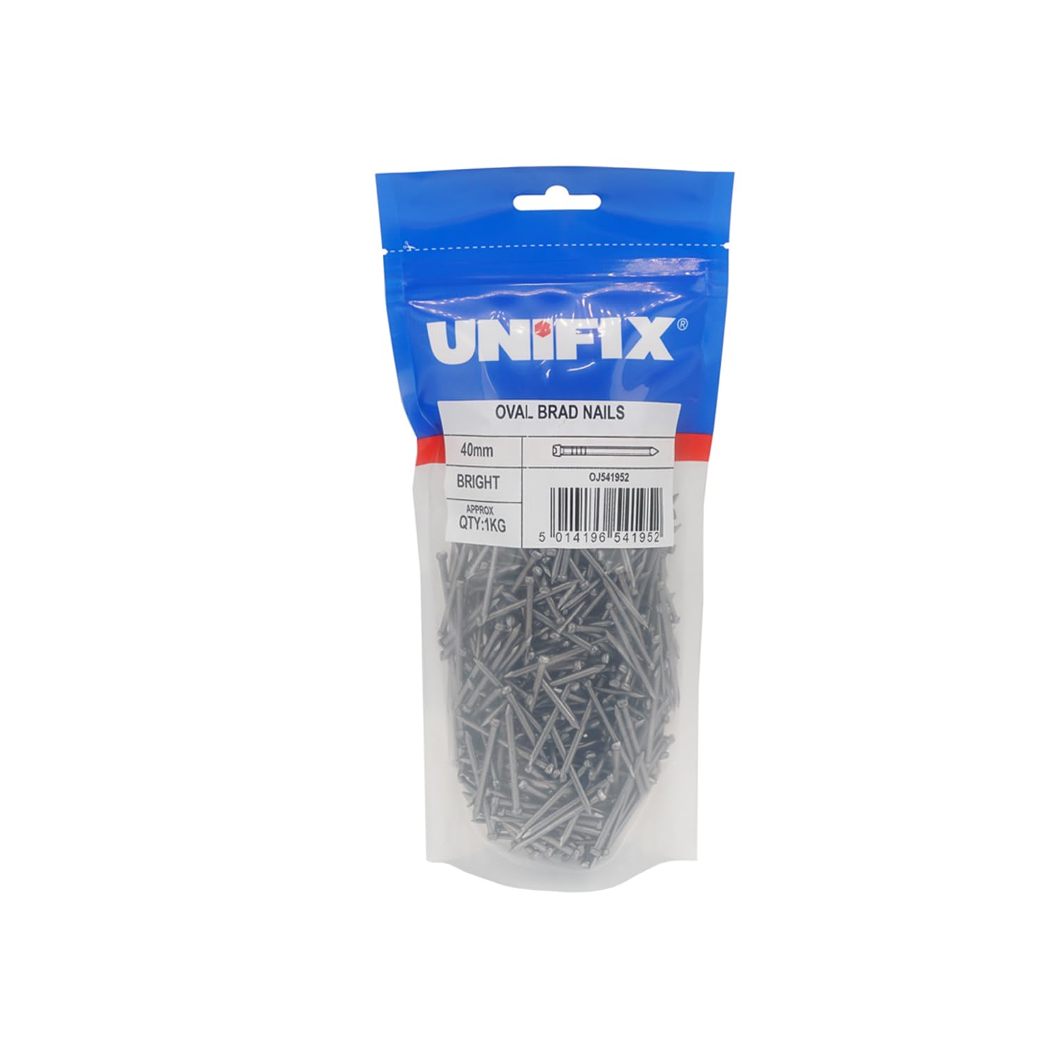 Unifix Bright Oval Brad Nails - 40mm (500g Bag) (Box of 5)