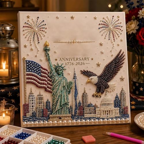 Pinturas patrióticas con cuentas brillantes para decoración fácil de dormitorios 3