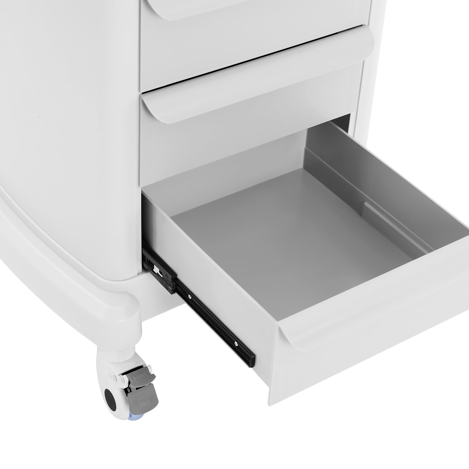 Carro médico con 3 cajones y estante superior | Capacidad de carga de 30 kg | 4 ruedas (2 con frenos) | Para salón de belleza, laboratorio, clínica, hospital, salón