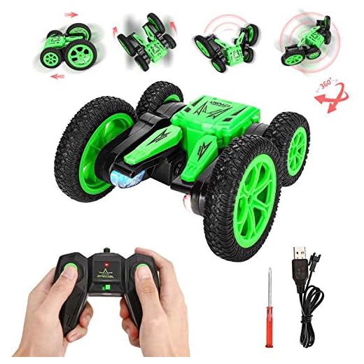 RC Coche, joylink 4WD 2.4GHz Stunt RC Car 1:20 Coche RC Doble Lado Rotación de 360 Con luz LED Grados de Alta Velocidad para Niños/Adultos(Baterías Incluidas)