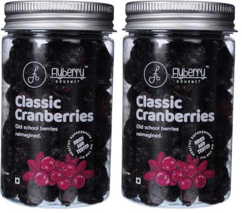 Image of Flyberry Gourmet Dried Cranberries, 100g | Whole | Sugar Free | Infused with Organic Apple Juice (Pack of 2)