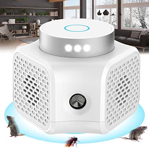 Rodent Repellent Indoor Ultrasonic,Mouse Repellent Ultrasonic Plug in,Ultrasonic Pest Repeller Electronic Mouse Squirrel Bat Insect Rat for House Attic Garage Basement Apartment with LED Strobe Lights
