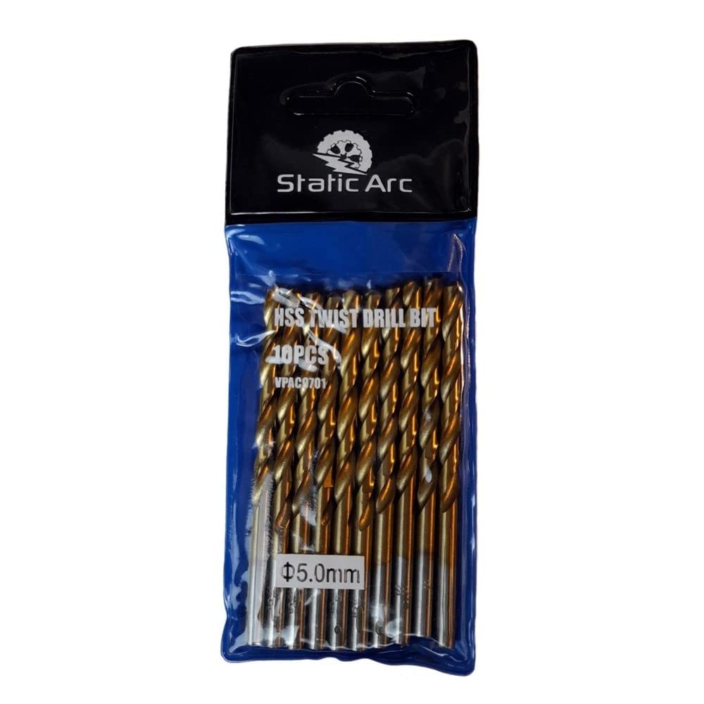 10x HSS Titanium Coated Drill BIT Set Pack Steel Wood Plastic 1/2/3/4/5/6mm (5mm)