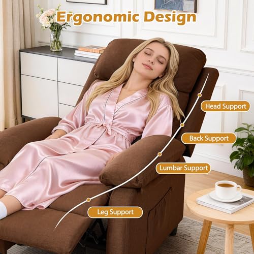 Image of Korser Recliner Chair, Living Room Chairs for Adults, Padded Deep Seat Reading Chair with Side Pockets, Small Recliners for Small Spaces, Lounge Chair for Living Room, Bedroom, and RV (Linen)