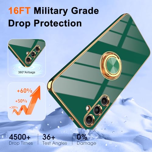 Gritup Slim Fit Case for Samsung Galaxy A05s 6.7-Inch,Shockproof Soft Cover with 2 Pcs HD Screen Protectors,and Built-in Ring Kickstand Phone Cover,Dark Green-A05s - Image 4