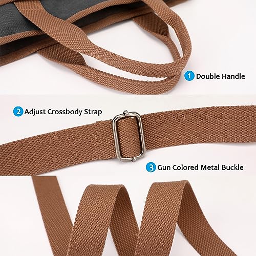 Image of Crossbody Bags for Women Trendy Small Canvas Hobo Tote Top-handle Handbag Multi-pocket Casual Going Out Purse Satchel