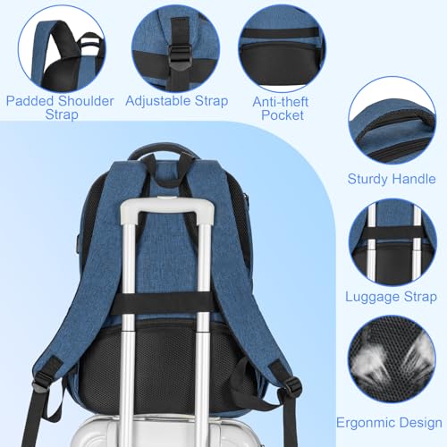 Image of ANILD Lunch Backpack, 15.6 Inch Laptop Backpack with Insulated Cooler Compartment for Men Women, Travel Work Computer Backpack