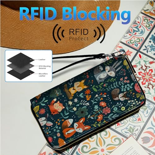 Image of Womens Wallet PU Leather Wristlet Wallets for Women, Large Capacity Lady Fashion Wallet Card Holder Zipper Wallet