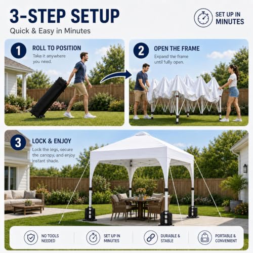 Yaheetech 10x10 Pop Up Canopy Tent, Easy Set-Up Commercial Gazebo, White - Image 9