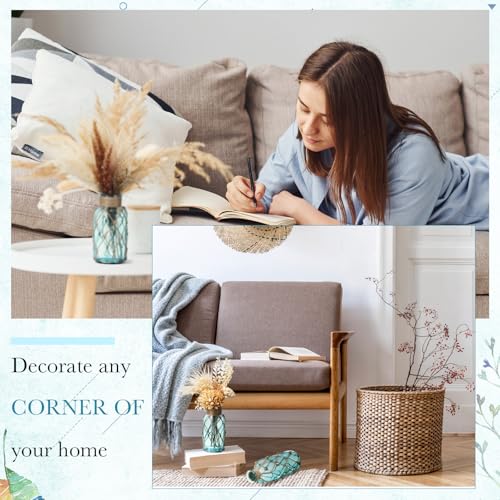 Chuangdi Set of 2 Coastal Glass Vases for Flowers TSITP Flower Vase with Boho Rope Small Sea Glass Jar Nautical Beach Bottle for Wedding Table Centerpieces Floral Arrangement Decor(Light Blue) - Image 7