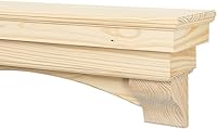 Vista 7 de MANTELSDIRECT Salem Repisa de Madera para Chimenea con Ménsulas Arqueadas - Sin Terminar 60 Pulgadas Estante Rústico de Madera de Pino Montado