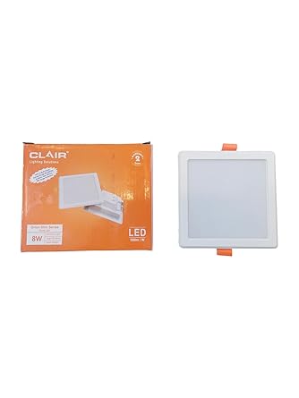 Sanskar Clair 8 Watt Square PC LED Conceal Panel Ceiling Light for POP False Ceiling, Poly Carbonate Material, LED Light with Chip for Living Room, Bedroom and Hall (Natural White