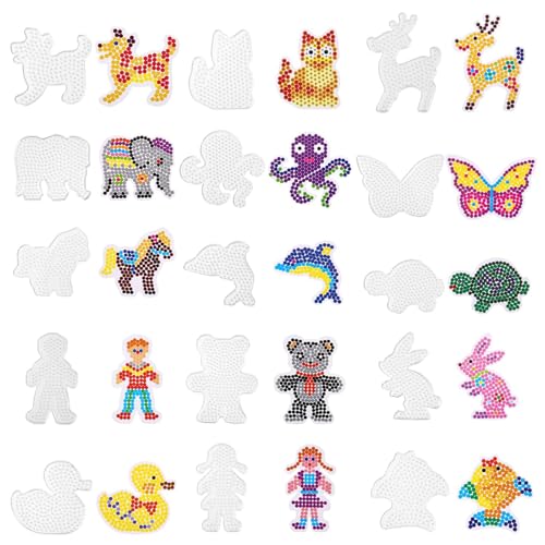 Plantillas de cuentas para planchar, 15 Piezas de cuentas fusibles de 5 mm, Plantillas de tablero perforado, Placas Transparente para Cuentas para Niños Adultos Artesanía DIY Manualidades