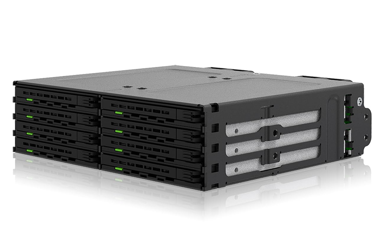 ICY DOCK ExpressCage MB038SP-B 8X 2.5 Inch SATA/SAS HDD/SSD Mobile Rack with Screwless Trays in 5.25 Inch Bay