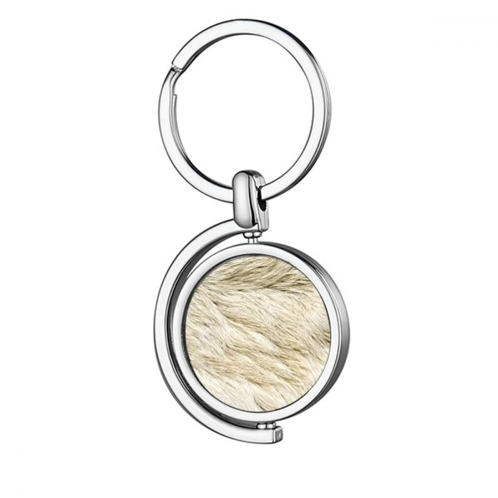 no/noGrey Silver Smooth Feather Fur Texture Rotating Keychain Metal Keyring Holder