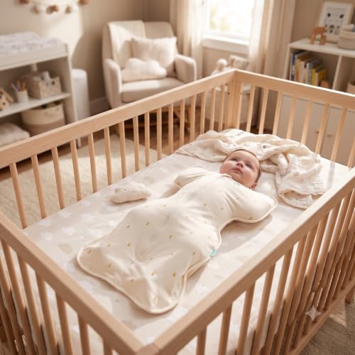 Image of Love to Dream Swaddle UP, Silky-Lux 1.0 TOG, Luxurious 100% Viscose from Bamboo, Allow Baby to Sleep in Their Preferred Arms Up Position, Snug Fit Calms Moro Reflex, Newborn 5-8.5 lbs, Cream Lemons