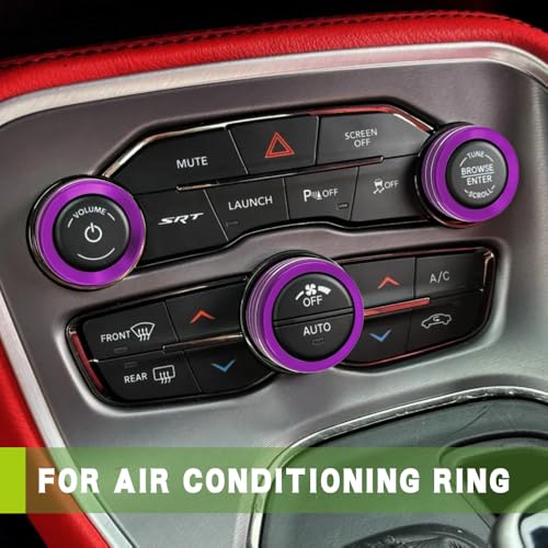 HABNVUON 3PCS AC Air Conditioner Switch Button Knob Cover, Climate Control Knob Cover, AC Switch Volume Tune Controller Aluminum Alloy Trim, Car Accessories for Challenger Durango 2015-2022 (Purple) - Thumbnail 3