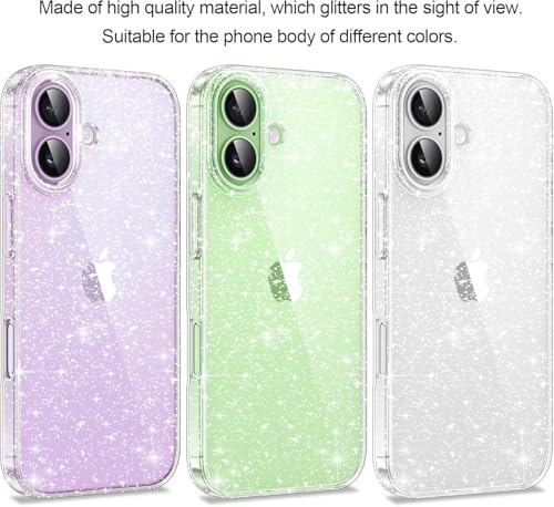 AROYI Coque 3 en 1 pour iPhone 17 6.3, étui à Paillettes Silicone Souple TPU Antichoc Anti-Rayures avec 2 Films de Protection en Verre trempé,Anti-Yellowing Femmes pour iPhone17 Coque