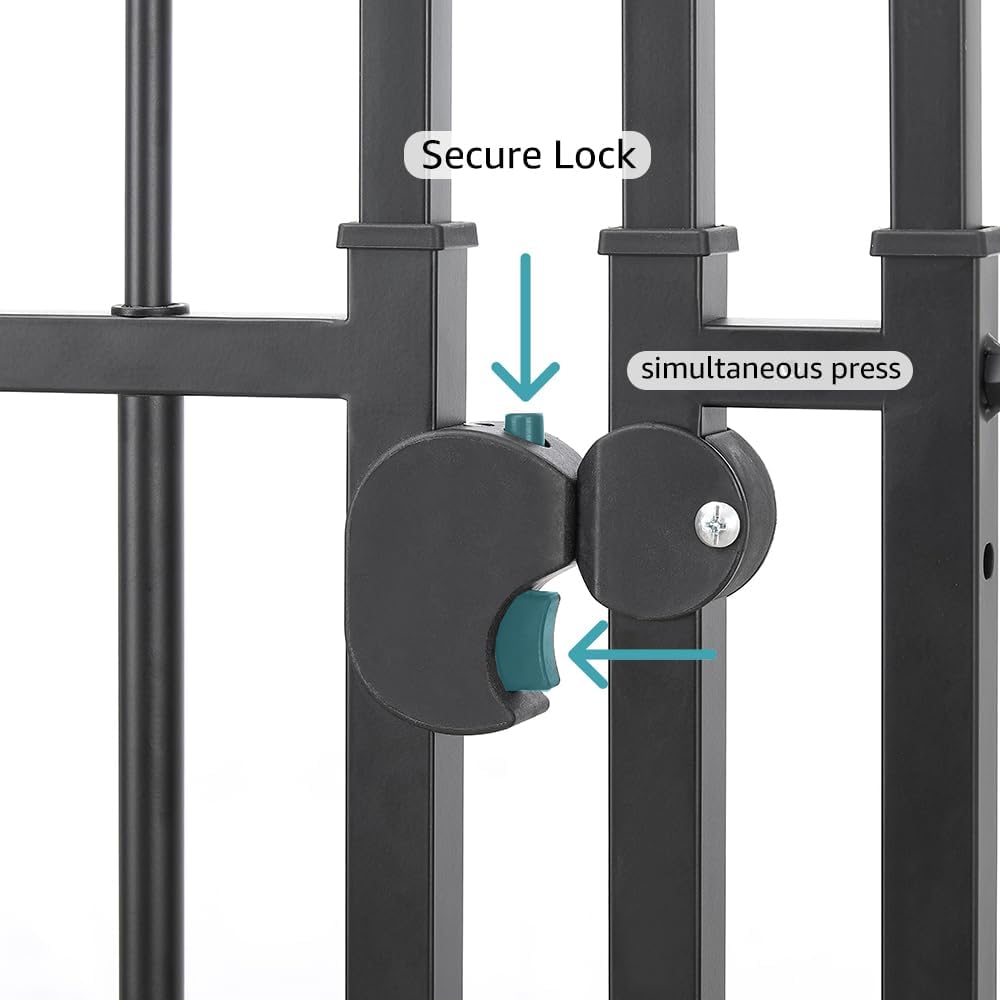 beeNbkks Extra Tall Cat Gate, Adjustable 47’’-87’’ Height, Fits 27.5’’-37’’ Wide Openings, Dog Gate for Doorways Stairs, No Drilling Pet Safety Barrier Indoor Use, Metal Fence for Dogs Cats